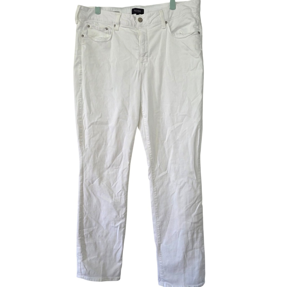 NYDJ Marilyn Straight Jeans Womens 16W White High Rise Lift Tuck Straight Leg